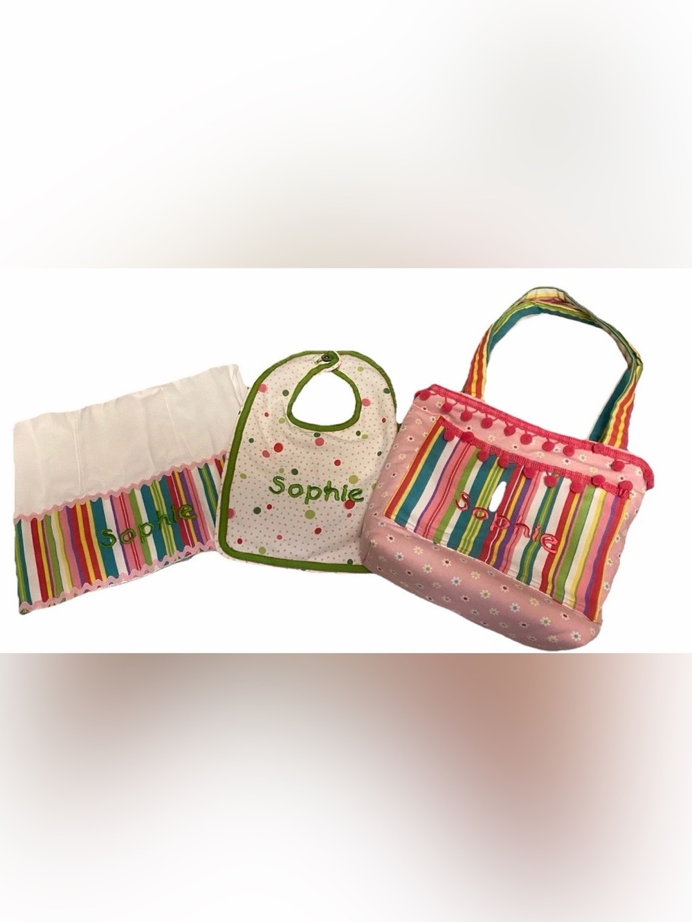 New Baby Girl Handmade Sophie Small Diaper Bag Bib Burp Cloth All Hand Sewn